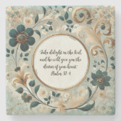 緑のタンフレームのカスタマイズ可能な詩 ストーンコースター (正面)