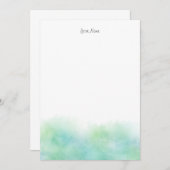 緑のターコイズ水カラー抽象芸術 ノートカード (正面/裏面)