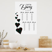 緑のタータンチェックハートの座席表 ポスター (キッチン)