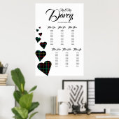 緑のタータンチェックハートの座席表 ポスター (ホームオフィス)