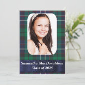 緑のタータンチェック写真卒業 招待状 (スタンド正面)
