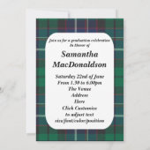 緑のタータンチェック写真卒業 招待状 (裏面)