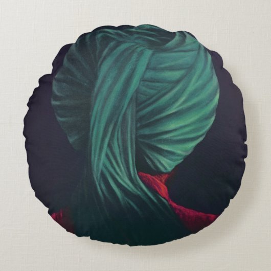 緑のターバン ラウンドクッション (正面)