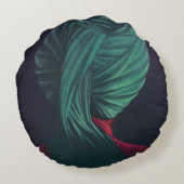 緑のターバン ラウンドクッション (裏面)