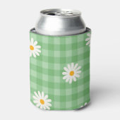 緑のダイシープレイドギンガムチェック花模様 缶クーラー (缶正面)