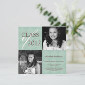 緑のダイヤモンドの正方形の写真の卒業の発表 案内状 (スタンド正面)