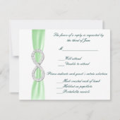 緑のダイヤモンドインフィニティ結婚の応答カード 出欠カード (正面)