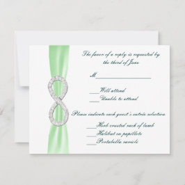緑のダイヤモンドインフィニティ結婚の応答カード 出欠カード