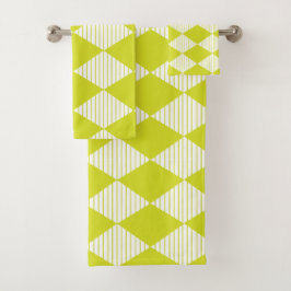 緑のダイヤモンドストライプ バスタオルセット