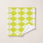 緑のダイヤモンドストライプ バスタオルセット (ウォッシュタオル)