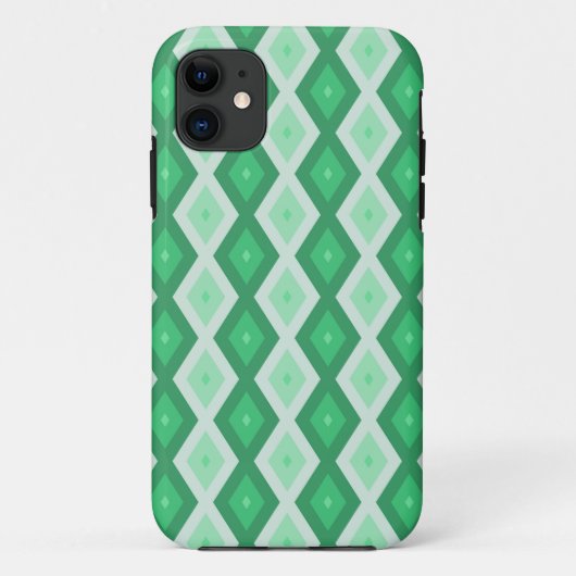 緑のダイヤモンドパターンの色合い Case-Mate iPhoneケース (裏面)