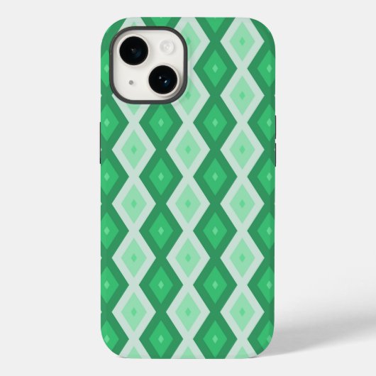 緑のダイヤモンドパターンの色合い Case-Mate iPhoneケース (裏面)