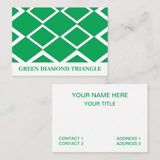 緑のダイヤモンド三角形の幾何学的パターン 名刺 (正面/裏面)