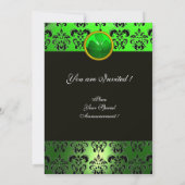 緑のダマスクにシャムロック、黒 招待状 (裏面)