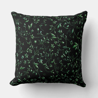 緑のダマスクの黒 クッション