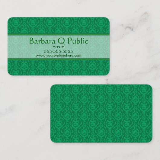 緑のダマスクパターン 名刺 (正面/裏面)