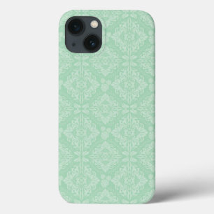 緑のダマスクパターン iPhone 13ケース
