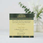 緑のダマスク織のイスラム教の結婚式 招待状 (スタンド正面)