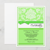 緑のダマスク織の結婚式招待状 招待状 (正面/裏面)