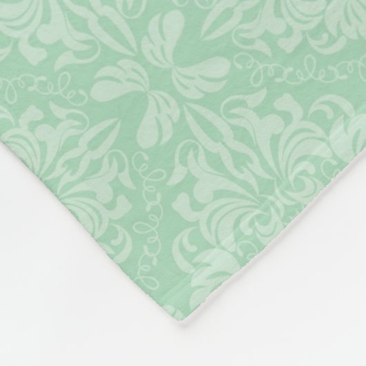 緑のダマスク織パターン フリースブランケット (角)