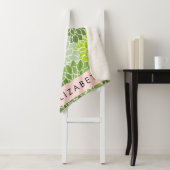 緑のダリアの花、花のパターン、あなたの名前 シェルパブランケット (インサイチュ)