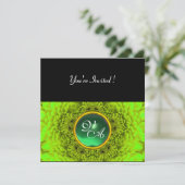 緑のダリア、玉、明るい緑の黒い黄色 招待状 (スタンド正面)