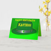 緑のダービーの帽子ST. Patricks日の挨拶状 カード (黄色い花)