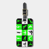 緑のチアリーダーをするブロックの荷物のラベル ラゲッジタグ (正面縦)