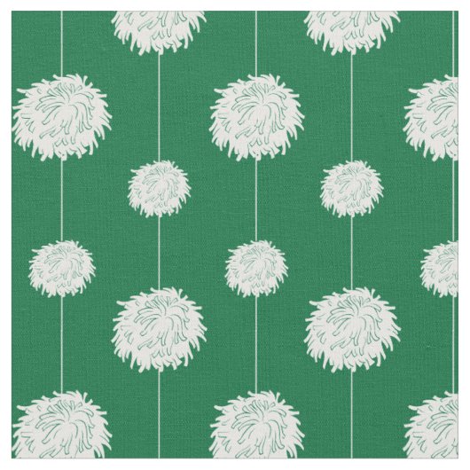 緑のチアリーダーpom pomパターン ファブリック (クローズアップ)