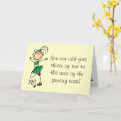 緑のチアリーダーTシャツと贈り物 カード (黄色い花)