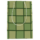 緑のチェッカーボードパターン ミディアムペーパーバッグ (正面)