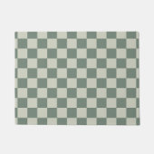 緑のチェッカーボード ドアマット (正面)