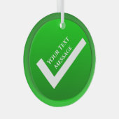 緑のチェックマーク記号クリスマス ガラスオーナメント (正面右)