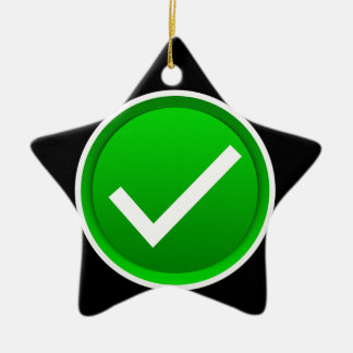 緑のチェックマーク記号 セラミックオーナメント