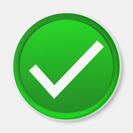 緑のチェックマーク記号 マグネット (正面)