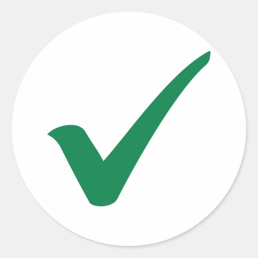 緑のチェックマーク ラウンドシール (正面)