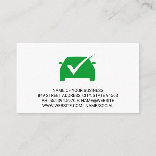 緑のチェックマーク |自動サービス |車 名刺 (裏面)