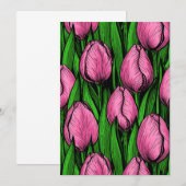 緑のチューリップ付きピンク葉のチューリップ (正面/裏面)