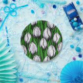 緑のチューリップ葉付き ペーパープレート (パーティー)