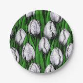 緑のチューリップ葉付き ペーパープレート (正面)