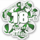 緑のチームの色のバスケットボール子供のスポーツチーム シール (正面)