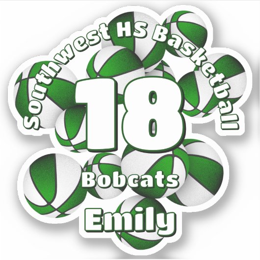 緑のチームの色のバスケットボール子供のスポーツチーム シール (正面)