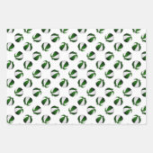 緑のチームカラーのバスケットを調整する3 pc ラッピングペーパーシート (正面3)