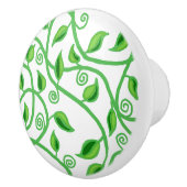 緑のツタの葉と巻きひげ セラミックノブ (右)