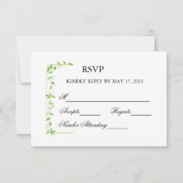 緑のツタの返信にピンクの結婚芽を付ける 出欠カード