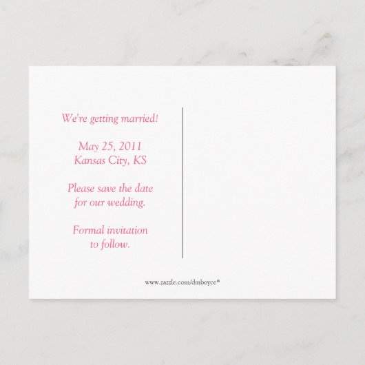 緑のツリーピンクのハートは日付を保存 案内ポストカード (裏面)