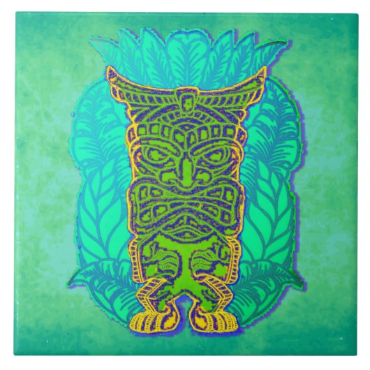 緑のティキオンターコイズグルンギー背景 タイル (正面)