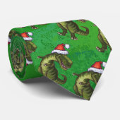 緑のティラノサウルス・レックスのクリスマス ネクタイ (ロール)
