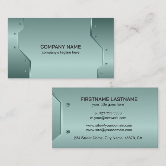 緑のティンメタリックテクスチャイメージ 名刺 (正面/裏面)