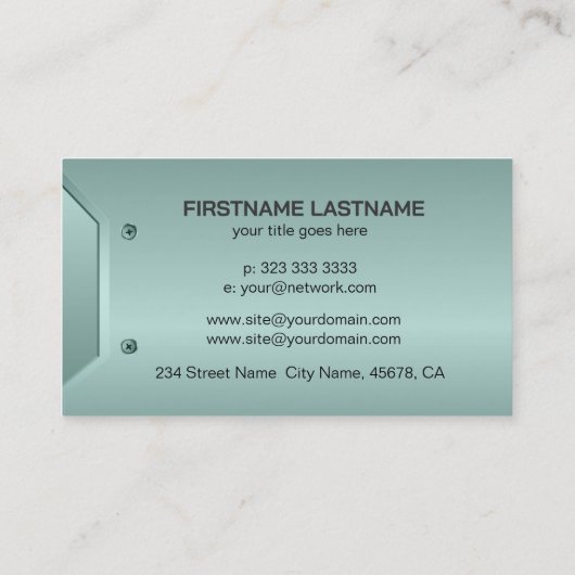 緑のティンメタリックテクスチャイメージ 名刺 (裏面)